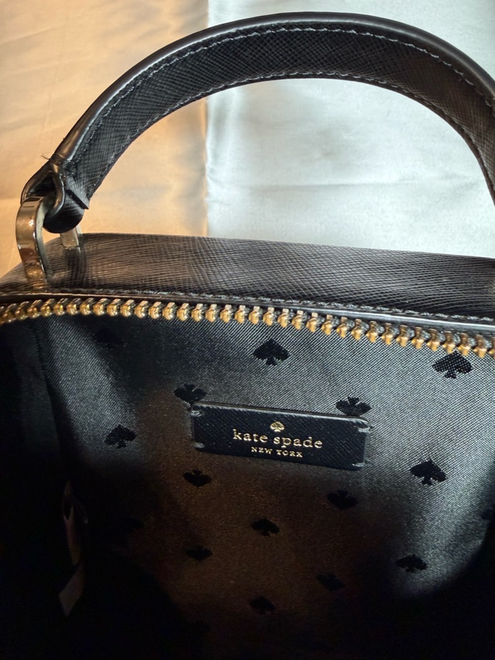 NWOT Kate Spade Black Mini Top-Handle Crossbody with Gold Hardware and Scarf - Picture 9 of 11